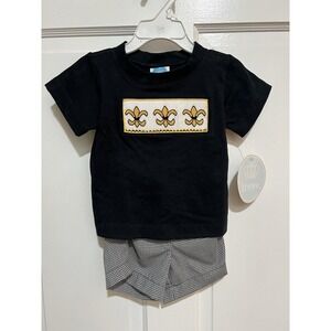 NWT New‎ Orleans Boys Smocked Outfit Football NFL Size 12 Months